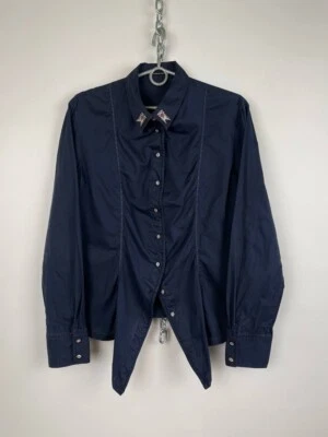 Le Jean de Marithe + Francois Girbaud женская рубашка блузка синий XL винтажный Y2K - Изображение 1 из 4