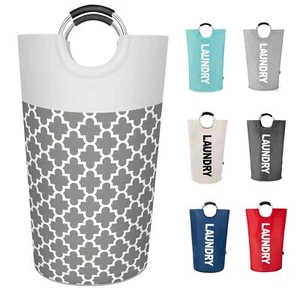 90L Large Laundry Basket Collapsible Waterproof Clothes Bin with Handles Grey - Picture 1 of 7