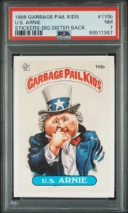 1986 Garbage Pail Kids Series 3 #110B U.S. Arnie Big Sister Back PSA 7 Uncle Sam - Picture 1 of 2