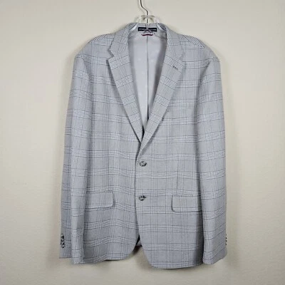 Tommy Hilfiger Mens Blazer 42R Gray Plaid Modern Sport Coat Suit Jacket Stretch - Image 1 of 4