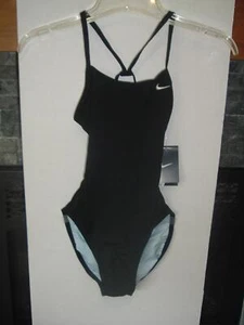 Nike 707599 Swimsuit Black Racerback GIRLS 28/12 NEW! NWT MSRP $70 - Picture 1 of 6