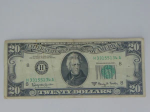 $20 FEDERAL RESERVE NOTE 1963 A BANK OF ST LOUIS (H8) H33155134A - Picture 1 of 2