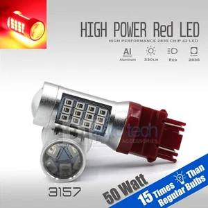 3157 x2 Red LED Rear Brake Stop Tail Lamp Light Park Reverse Bulbs 50W 2835 SMD - Picture 1 of 7