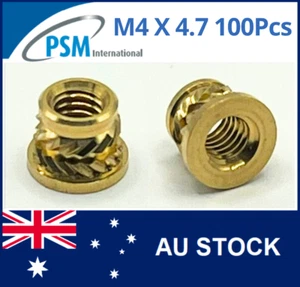 M4 BRASS HEADED INSERT FOR PLASTIC SONIC-LOK SHKBM4X4.7 THREAD KNURLED HEAT X100 - Imagen 1 de 9
