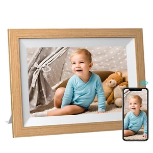 Kodak Wooden Digital Photo Frame 1012W, WiFi 10.1 inch HD IPS Touchscreen, 16GB - Picture 1 of 11