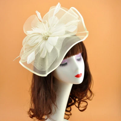 Dama Fascinador Clip de Pelo Sombrero Bowler Pluma Velo Boda Fiesta Baile de graduación Diadema Foto 1 de 4