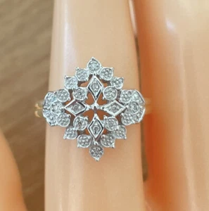 9ct Yellow Gold Diamond Flower Cluster Ring, UK Size P, EU Size 56 - Picture 1 of 6