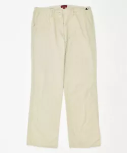 ASICS Womens Straight Casual Trousers IT 46 Large W32 L30 Beige Cotton LO04 - Picture 1 of 3