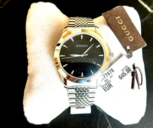 Gucci Damenuhr Ungetragen Silber/schwarz - Bild 1 von 4