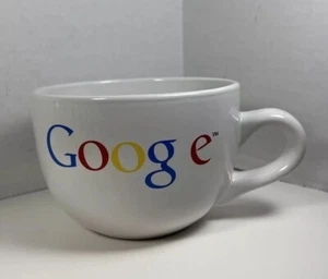 Mug Latte M Ware Coffee Porcelain Google Logo Rare Missing L White - Picture 1 of 9