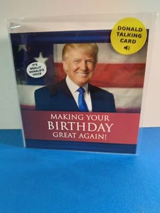 DONALD TRUMP Talking Birthday Card - Real Voice Wishes You A Happy Birthday!!!!! - Foto 1 di 4
