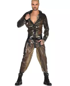 Rubber Latex Catsuit Gummi Loose Transparent Black Bodysuit Overall 0.4mm Plus - Picture 1 of 5