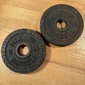 Pair of Rare Billard Barbell 5 Lb Pound Dimple Weight (2) Plates. 10 Lb Total - Picture 1 of 5