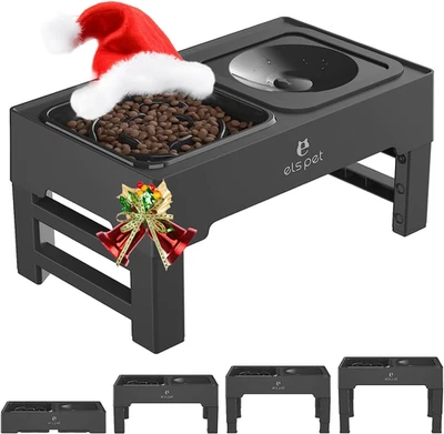 ELS PET Cuencos Elevados para Perros, Cuencos Elevados Ajustables para Perros Sin Derrame Agua  Foto 1 de 4