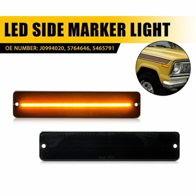 Amber LED Smoked Front Side Marker Signal Lights For 84-91 Jeep Grand Wagoneer U - Image 1 of 4