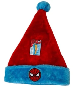 Marvel Spider-Man Christmas Santa Hat 16" Red Blue Plush Cap Holiday Gift NWT - Picture 1 of 4