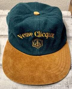 Veuve Clicquot Champagne Rancho Etiqueta de Trabajo De Colección Años 90 Lana Gamuza Correa Sombrero - Imagen 1 de 6