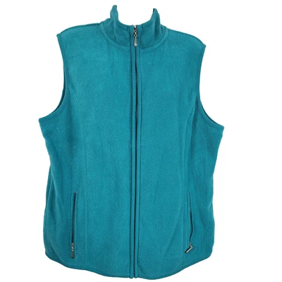 Chaleco polar deportivo Karen Scott para mujer talla grande verde azulado bolsillos con cremallera completa ligero Foto 1 de 4