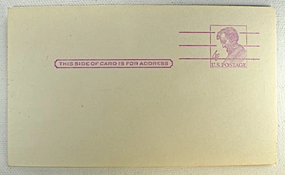 US POSTAL CARD SCOTT #UX48 LINCOLN 4C MNH, 1962 - Image 1 of 2