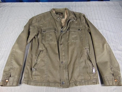 Chaqueta para hombre Cole Haan pequeña verde oliva mezcla de algodón utilitario campo moto estilo – Foto 1 de 4