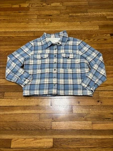 Lucky Brand Plaid Jacket Womens Large Shacket Flannel Shirt Snap Sherpa Lined - Picture 1 of 8