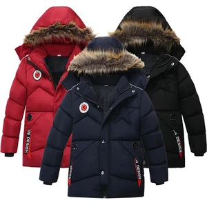 2-8 Years Winter Boys Jacket Thick Keep Warm Lining Plush Detachable Hat Hooded - Picture 1 of 17