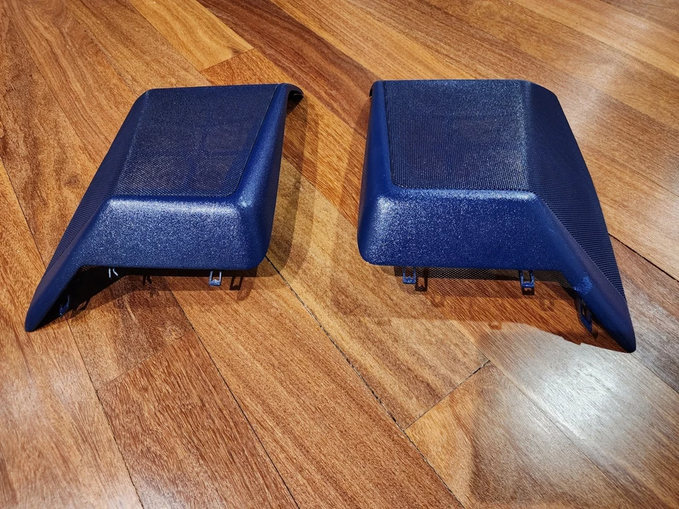 Par de cubiertas de altavoz de estante trasero azul L+R OEM 1986-1991 Mercedes-Benz C126 560SEC Foto 1 de 4