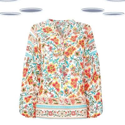 Ex Joe Browns Women's Long Sleeve Boho Floral Printed Border Blouse- Multicolour - Image 1 of 4
