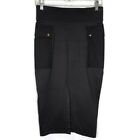 Kit And Ace Black Stretch Ponte Knit Pencil Checkpoint Skirt With Pockets 4