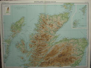1920 Grand Carte ~ Écosse Du Nord Section Île De Skye Inverness Aberdeen