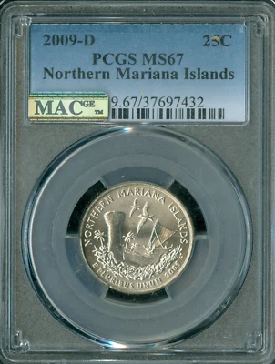 2009 D NORTHERN MARIANAS QUARTER PCGS MS67 MAC SPOTLESS 1 FINER  . - Image 1 of 2