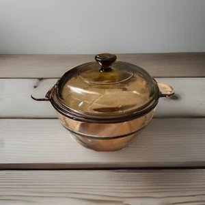 Vision Corning Ware V-20-B France Amber Doppelkesseleinsatz & V 1,5 C mit Deckel - Bild 1 von 7