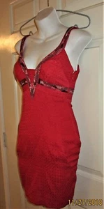 Seduce Red Sleeveless Silk/Cotton Beaded Cocktail Sheath Pockets 8 M Medium EUC - Picture 1 of 11