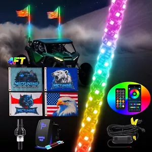 1x 4ft RGB LED Whip Light Remote & APP Control For Polaris RZR UTV ATV Buggy SXS - Picture 1 of 23