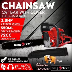 Commercial Petrol Chainsaw E-Start 24" Bar Chain Saw Tree Pruning Top Handle FS - Picture 1 of 11