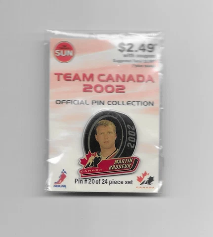 ✅ Martin Brodeur Team Canada 2002 Olympics (New Jersey Devils) Pin Original Bag Cover