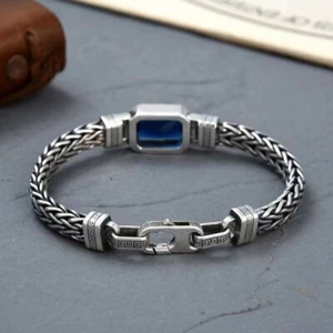 Mens 925 Sterling Silver Bangle Bracelet Woven Bracelet Vintage Bracelets - Picture 1 of 5