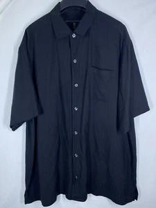 Tommy Bahama Hawaiian Shirt Mens XL Silk Black Solid Tropical Button Up Vintage - Picture 1 of 12