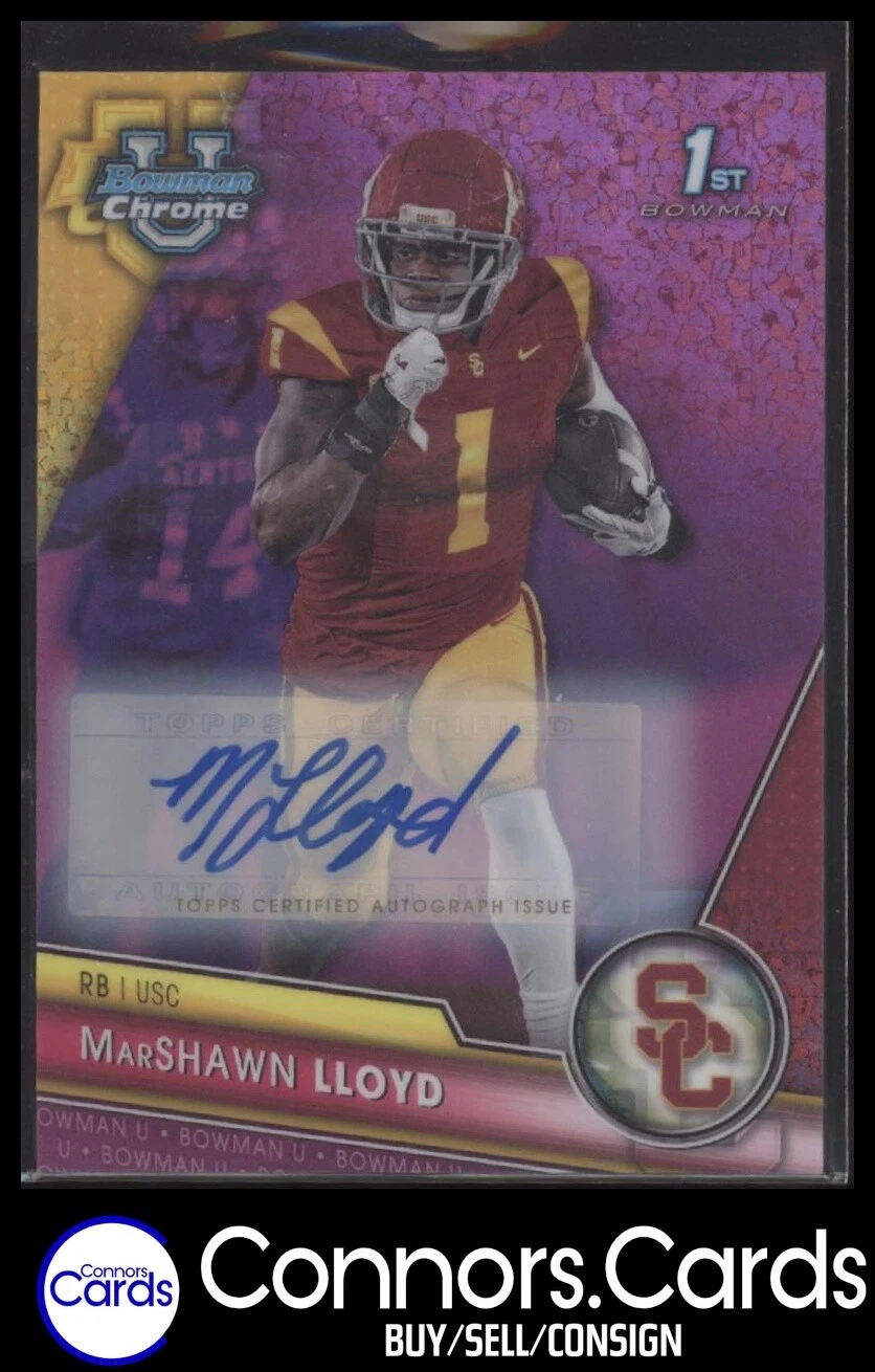 CB MarShawn Lloyd Auto 2023 Bowman University Chrome #107 Fuschia Diamond /150