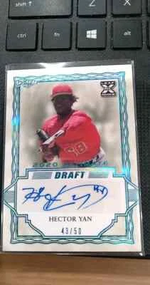2020 Leaf Ultimate Draft Hector Yan 43/50 Blue Auto Rookie Prospect Angels Mint - Image 1 of 2