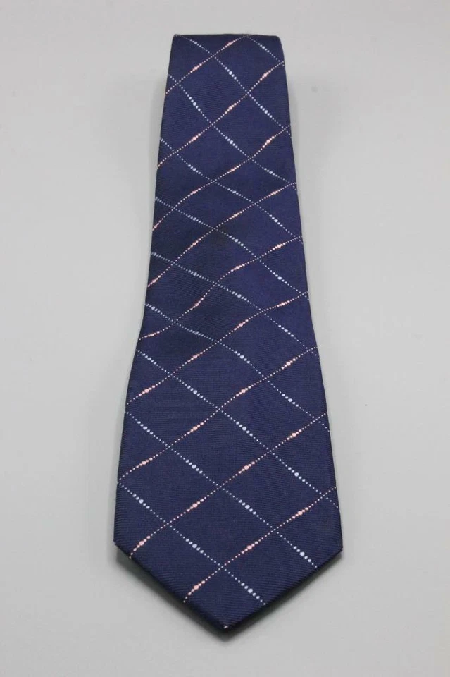Corbata de seda THOMAS PINK. Cuadros azules con rosa y azul. 59" x 3,75" desgaste a punta de corbata Foto 1 de 3
