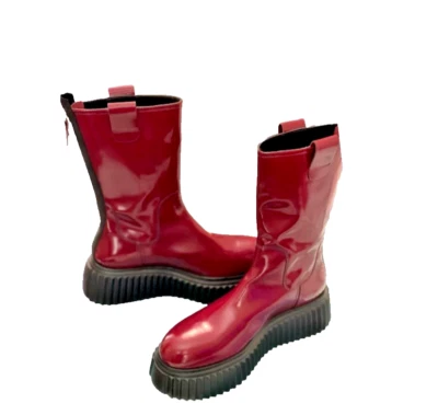 AGL Milagros Botas Plataforma Mujer’s 38 Magenta Nero Charol Italia NUEVAS Foto 1 de 4