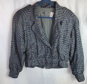 Vintage Diane Gilman Boxy Silk Blazer Bright Patterned V-Neck Jacket 90s Bold - Bild 1 von 4