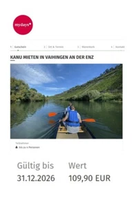 Einen 110€ Mydays Gutschein Wassersport Gültig bis 31.12.26 per Post oder Mail - Bild 1 von 2