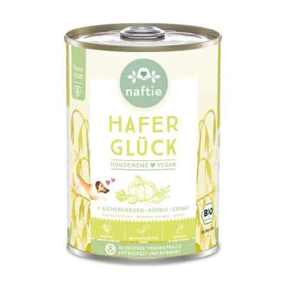 naftie Bio Hafer Glück veganes Hundefutter Nassfutter Menü, purinarm, 400g Dose - Bild 1 von 4