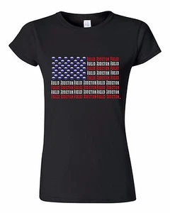 Damen schwarzes T-Shirt Fueled Addiction Flagge Totenkopf Sterne Streifen USA Motorrad - Bild 1 von 4