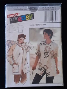 BURDA PATTERN - 4035 LADIES JACKET ASYMMETRICAL BUTTONS RAGLAN 8-18 PLUS UNCUT - Picture 1 of 2
