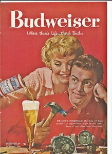 Vintage 1958 BUDWEISER Bier König der Biere Original Zeitschrift Printanzeige - Bild 1 von 1