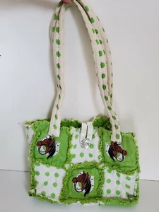 Girl's Quilted Green Child's Purse, Horse-Themed - Picture 1 of 5