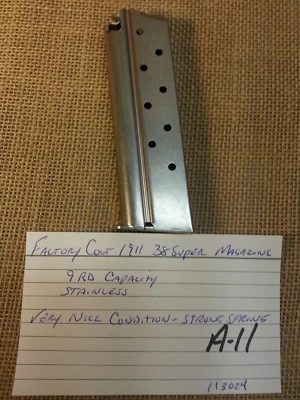 Factory Colt 1911 38 Super 9 RD Stainless Magazine #8 - Image 1 of 4